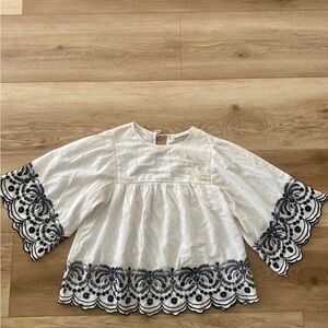 ZARA EMBROIDERED BOHO TOP SMALL